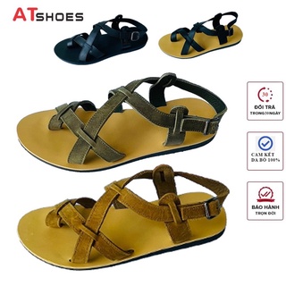 Dép da nam cao cấp Dép sandal nam Hàng Thiết Kế Trẻ Trung Đế Caosu Chống Nước Atshoes XDSGN22
