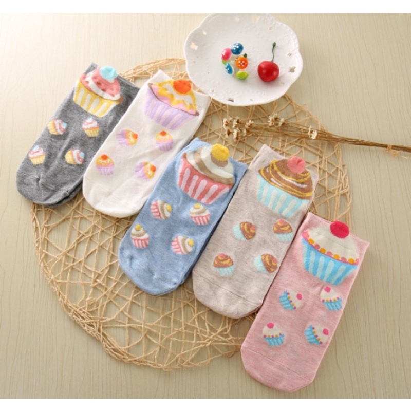 Tất nữ ngắn cổ hình bánh Cupcake