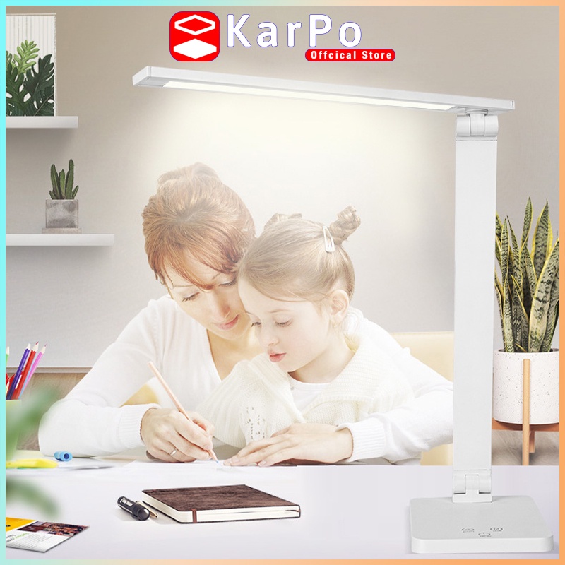 Đèn học để bàn KarPo DHK-001 bảo vệ mắt dùng cho đọc sách, học tập, làm việc, 5 chế độ sáng tiện dụng.