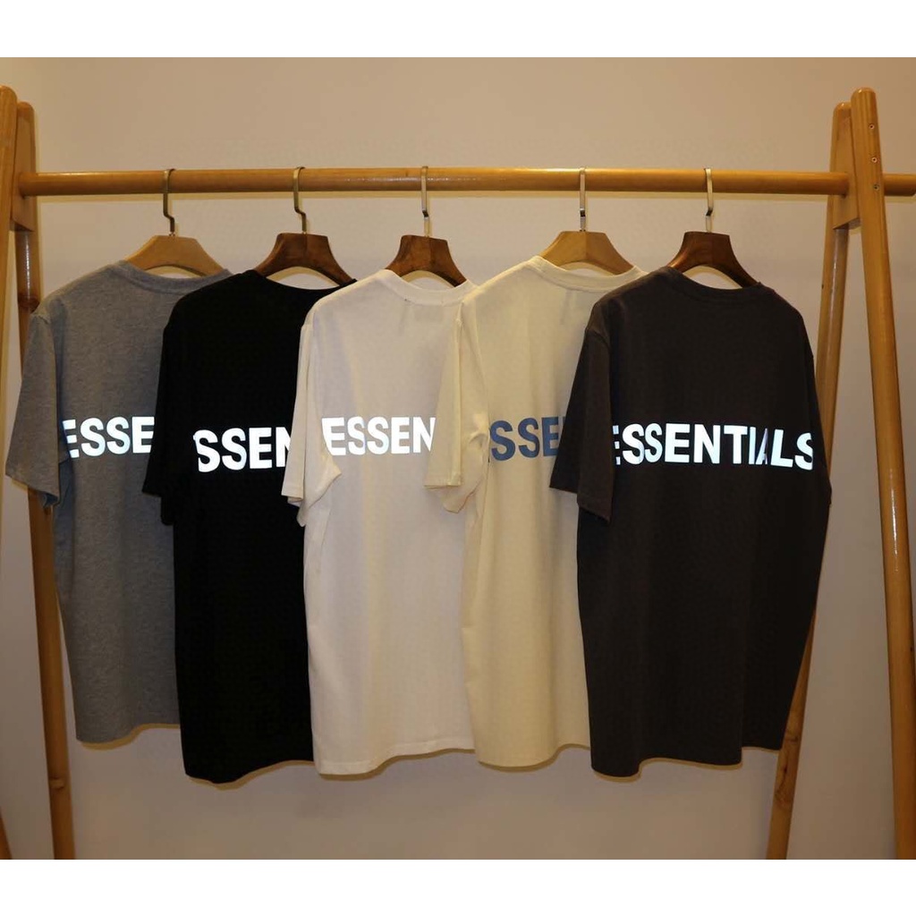 FEAR OF GOD Double Line ESSENTIALS 3M Back Reflective Letters Short Sleeve FOG High Street Couple T-Shirt Summer