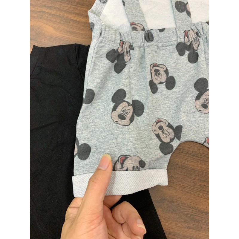 Set áo cộc tay cotton kết hợp quần yến HM hình Mickey đáng yêu cho bé trai size 1-6 tuổi