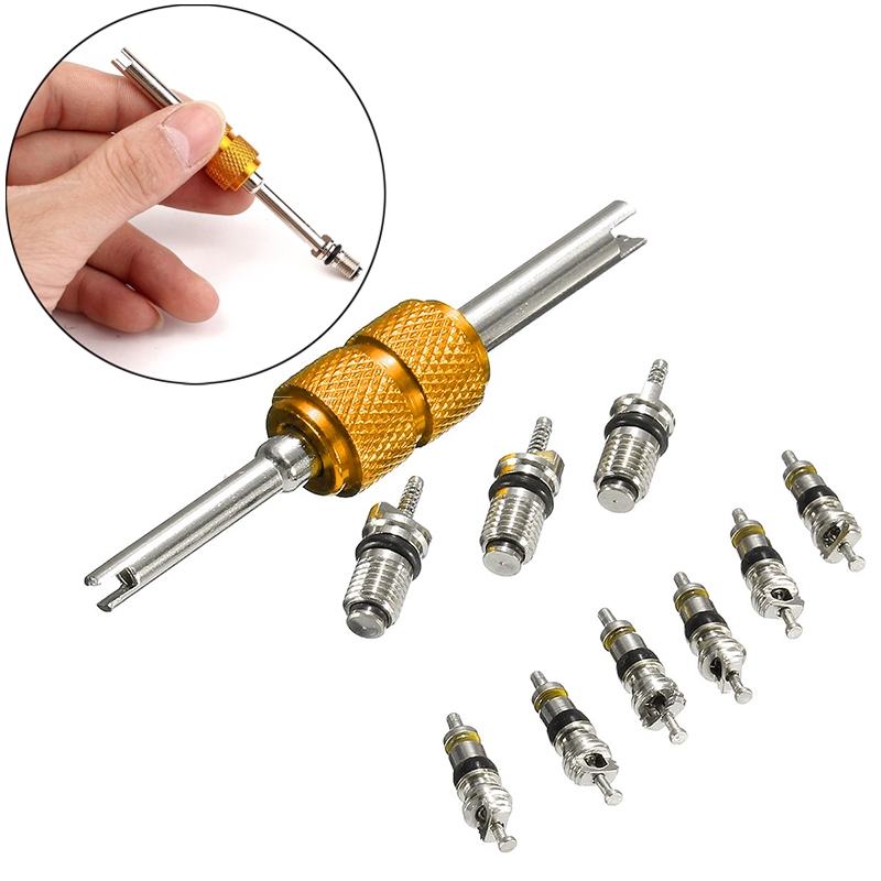 Bộ 9 Lõi Van Máy Điều Hòa + 1 Dụng Cụ Tháo Gỡ Cho Hệ Thống A/C