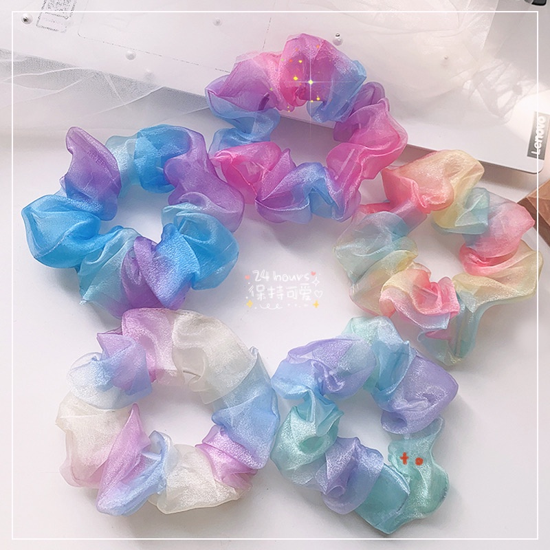 Dây Buộc Tóc Vải Lưới Organza Đơn Giản Nhiều Màu Sắc Cho Nữ