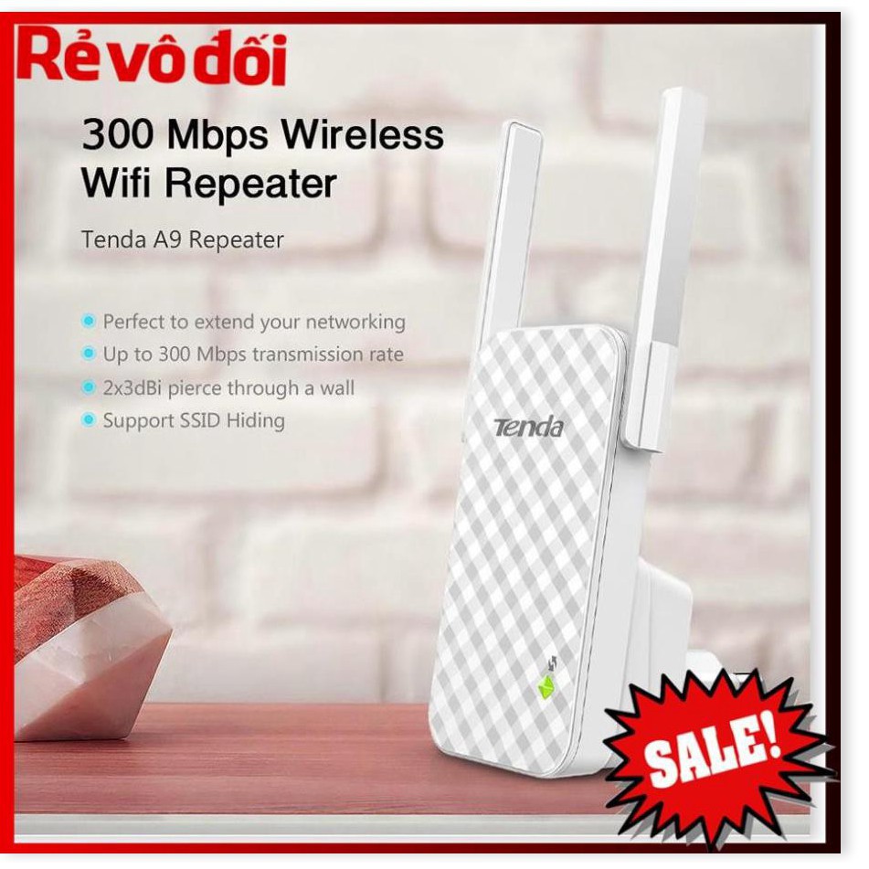 Kích sóng wifi, Bộ Kích Sóng Wifi Repeater 300Mbps Tenda A9 2 Râu - MẪU MỚI 2020