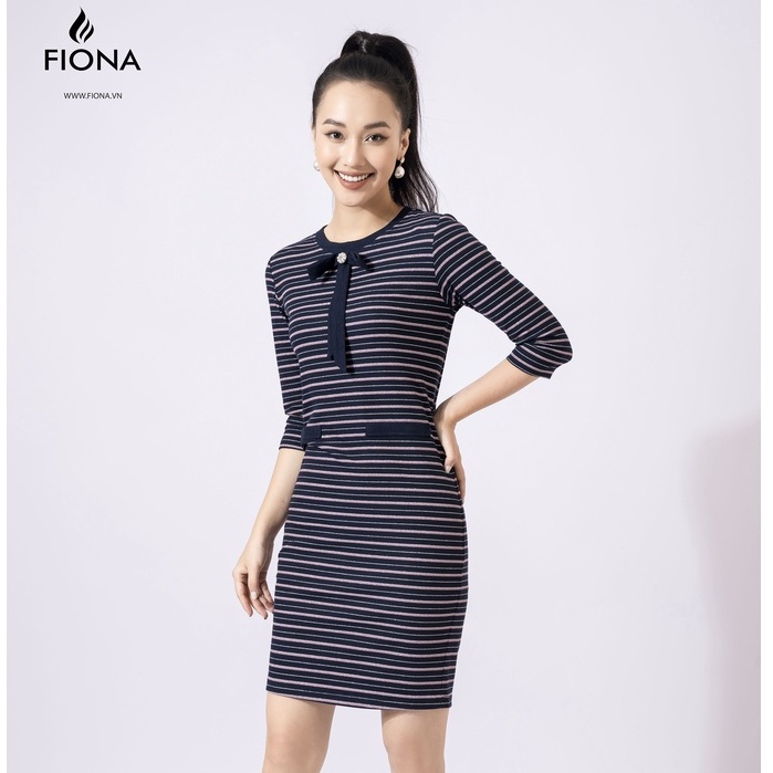 Đầm suông nữ FIONA, Đầm thiết kế tay lỡ cổ đính nơ nữ tính F420906