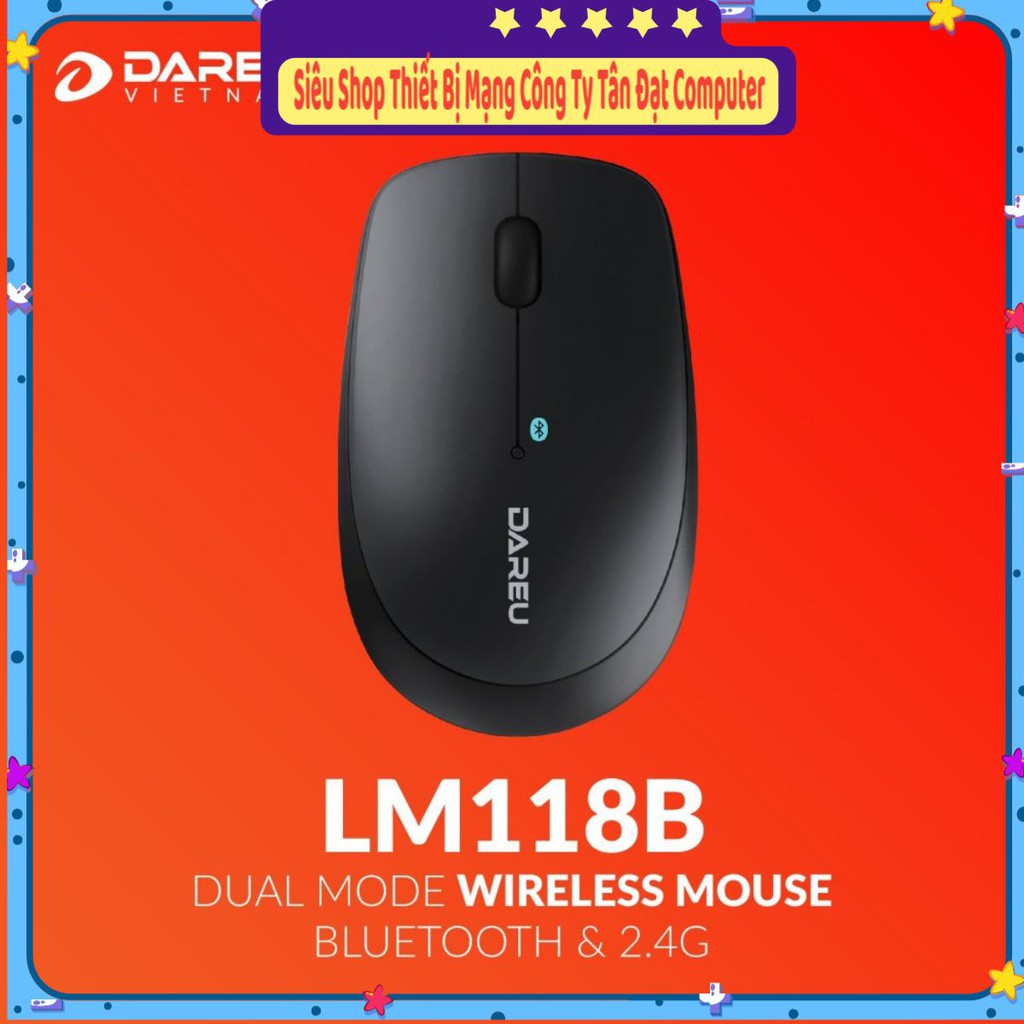 Chuột không dây DAREU LM118B wireless + bluetooth (Dual Mode: Bluetooth + 2.4G)