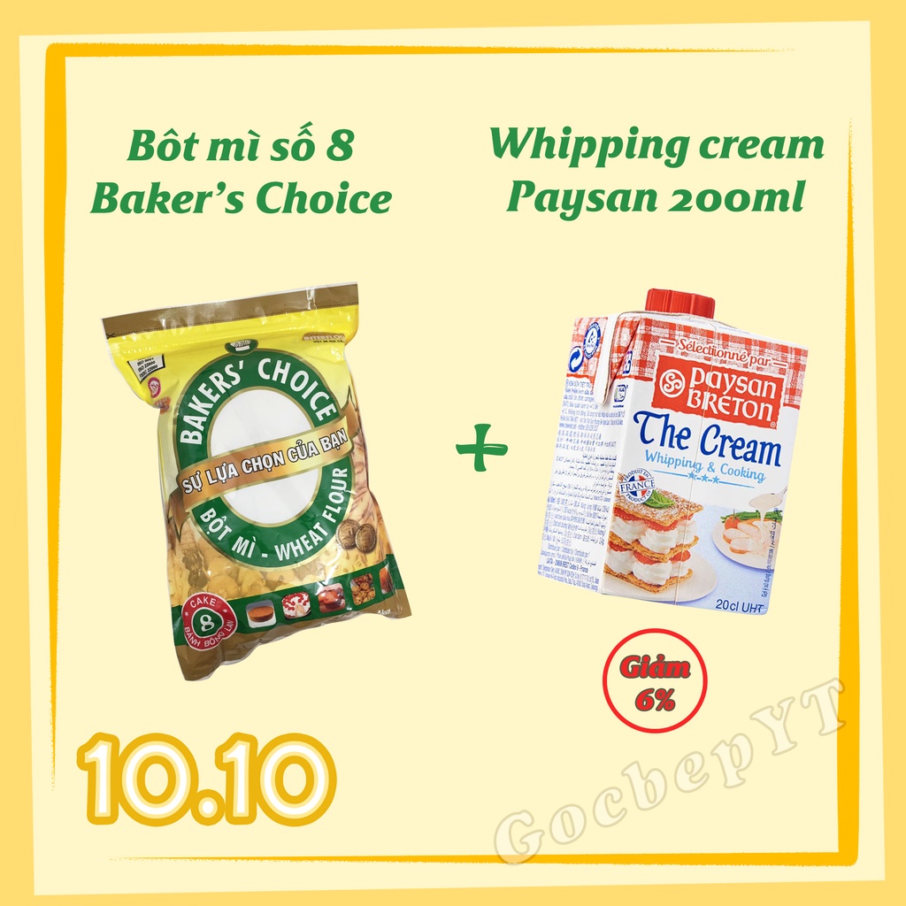 Kem sữa whipping cream - kem tươi bánh kem, cupcake, socola, foam milk, độ béo 36% Paysan 200ml