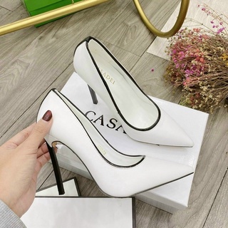Giày cao gót 9p bít mũi trắng ngọc trinh gót nhỏ siêu sang,hàng chuẩn đẹp