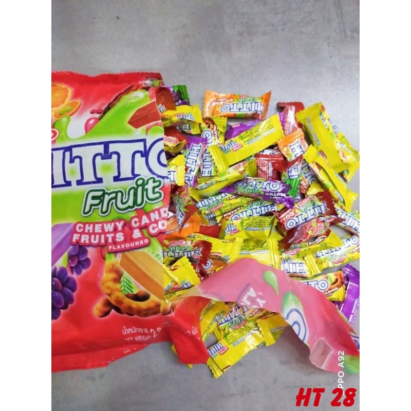 [Hàng Có Sẵn] Kẹo Dẻo Trái Cây Hitto Thái Lan Gói 100 Chiếc,Mix 4 Vị (Nho,Dâu,Cam,Coca)