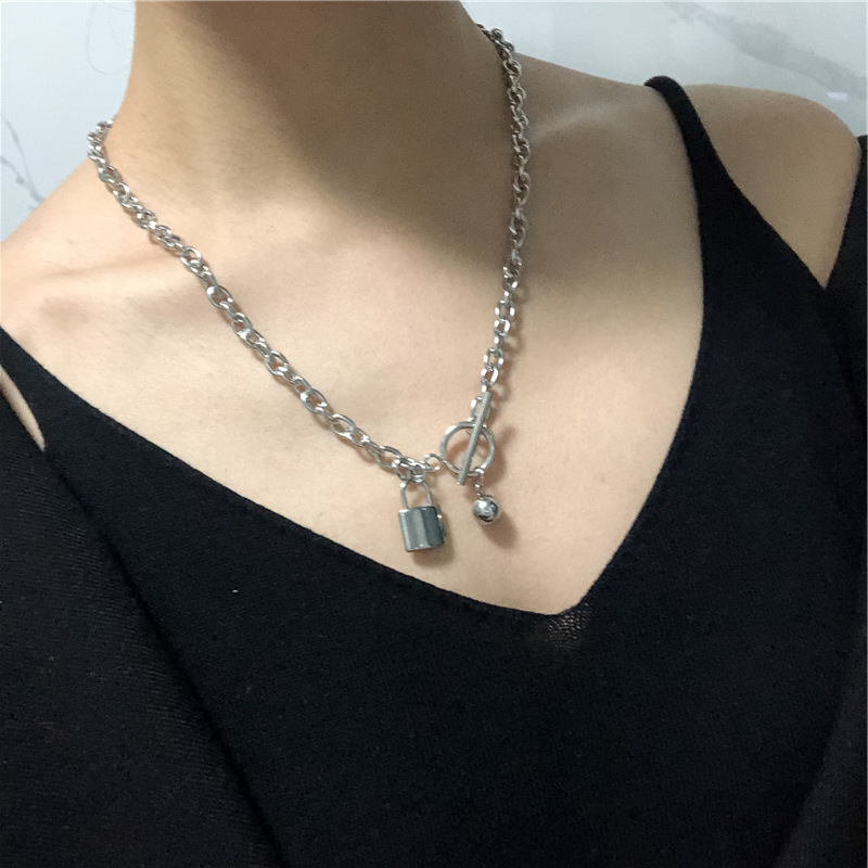 Vòng cổ dây xích có khóa chuông phong cách Harajuku đường phố cá tính quyến rũ thời trang cho nữ