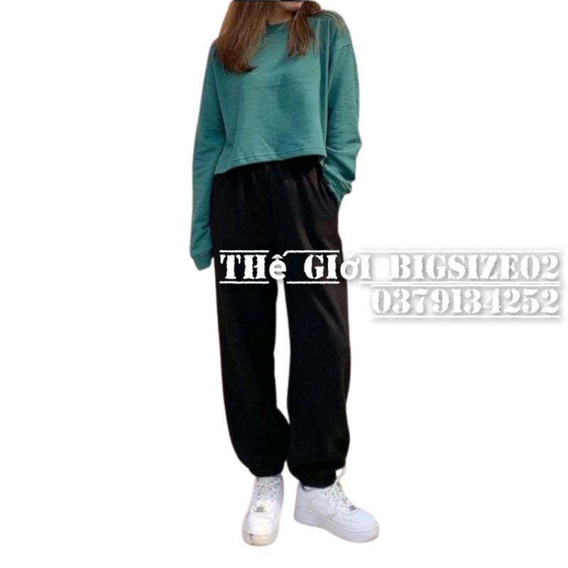 Quần jogger ống rộng cạp chun bo ống trơn màu dáng basic nam nữ 40kg - 100kg