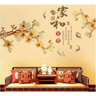 [HỎA TỐC] Decal tết hoa mai, hoa đào, lồng đèn trang trí nhà cửa có sẵn keo dễ dàng tháo dán không để lại keo Lala