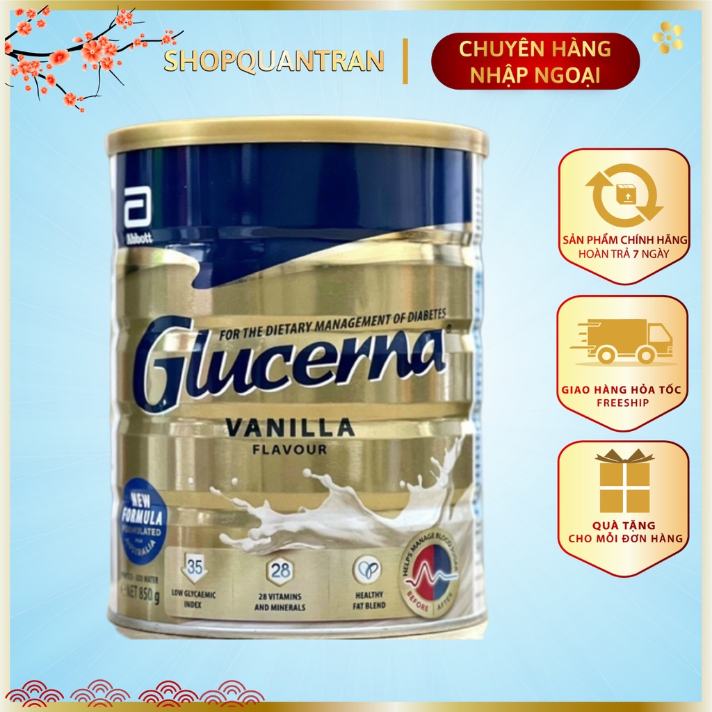 Sữa bột dành cho người bị tiểu đường Glucerna Úc hộp 850G (Date Mới) hương Vanilla chính hãng giá tốt