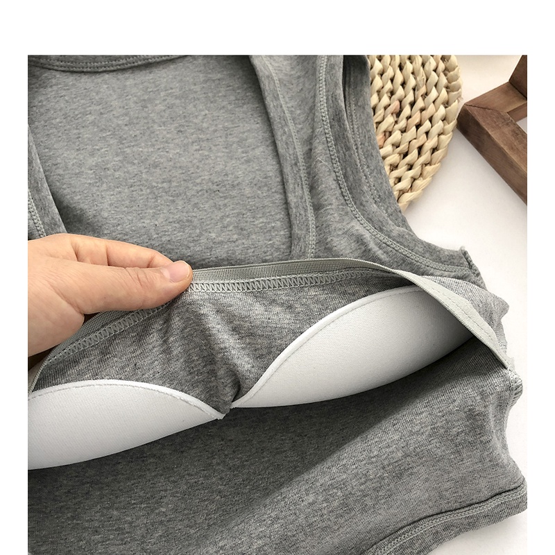 DUNEA Áo tank top cổ vuông màu trơn thời trang cho nữ