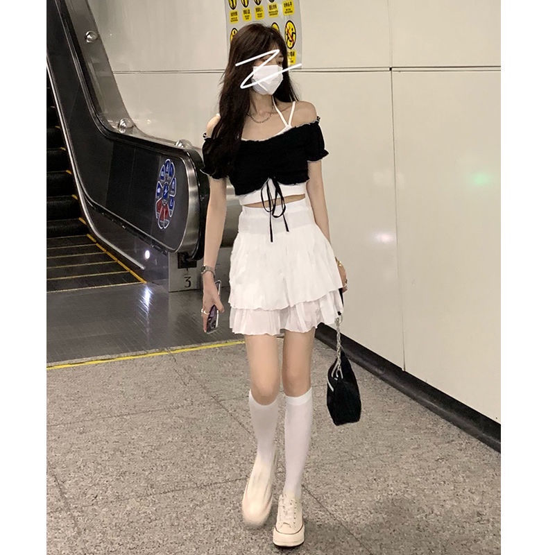 COZOK Set áo khoác ghi lê + áo thun ngắn tay + chân váy thời trang nữ