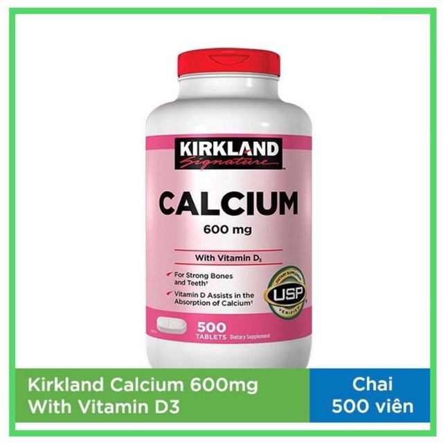 Canxi Kirkland- Calcium + D3 Kirkland 500 viên