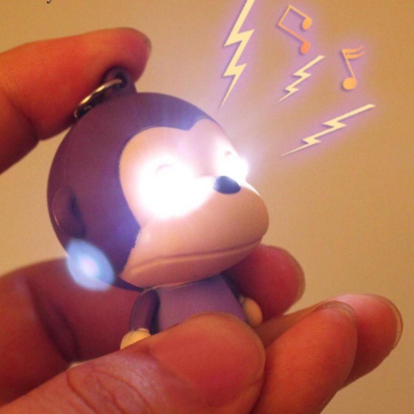 Móc Khóa Hình Khỉ Có Đèn Led Phát Sáng có âm nhạc Độc Đáo-Móc khóa khỉ gắn đèn LED phát sáng dễ thương