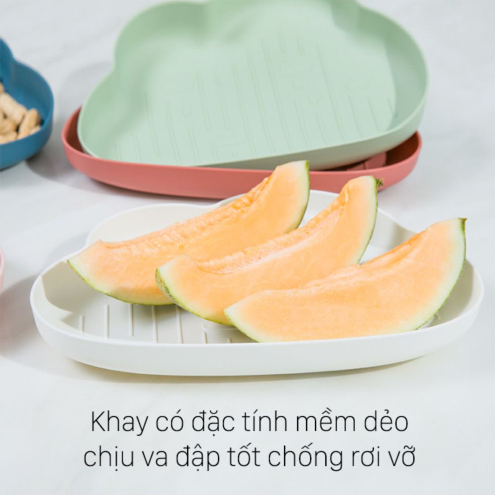 Khay đựng đồ ăn dặm cho bé hình đám mây, chất liệu nhựa chống vỡ