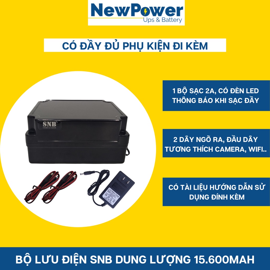 Bộ lưu điện gia đình, dung lượng pin 15.600mAh, UPS 12V dùng cho camera, wifi..mới 100%, BH 12th, xuất xứ VN