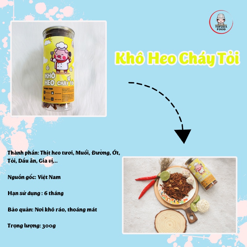 Khô heo cháy tỏi 300g khô lợn loại ngon cay bơ tỏi TOFUDA KHBT200 | BigBuy360 - bigbuy360.vn