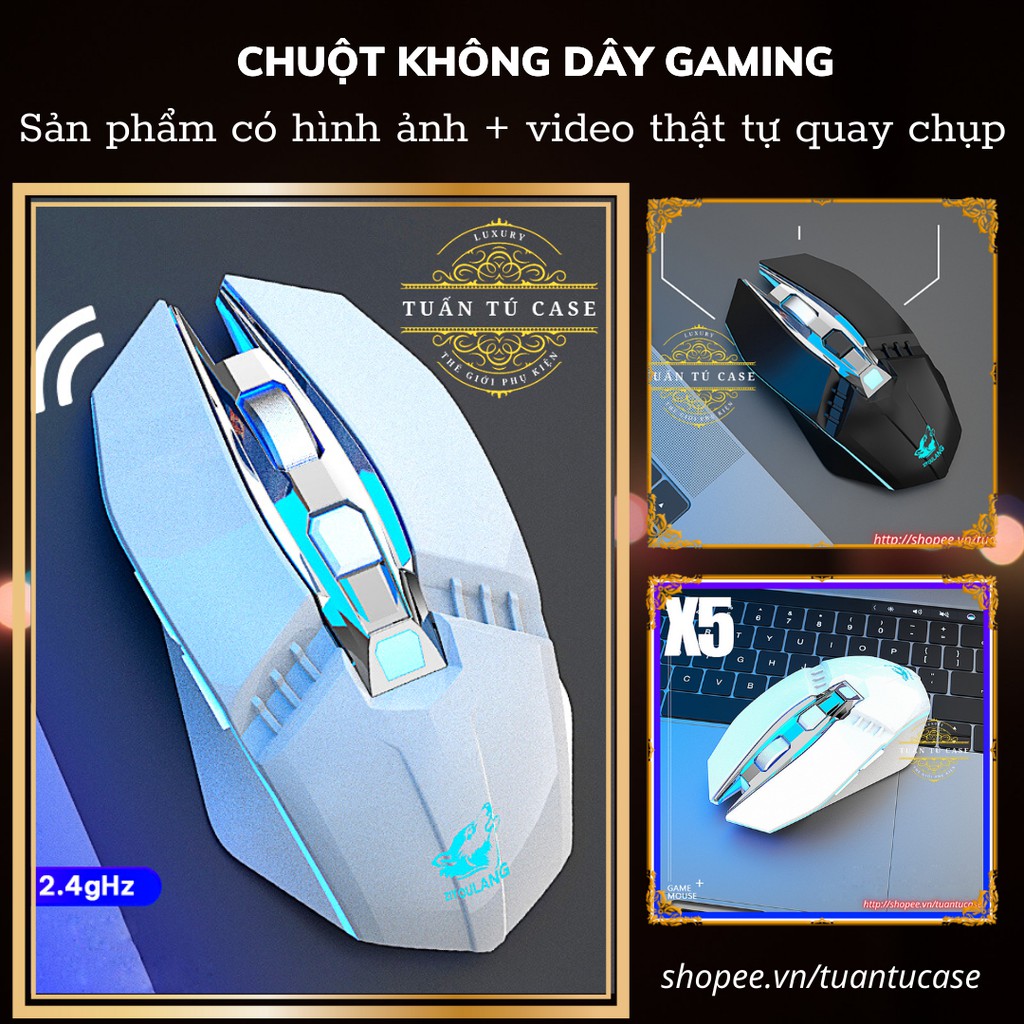 Chuột Bluetooth Gaming X5 chính hãng Free Wolf kết nối không dây có đèn Led 6 màu - Thiết kế đỉnh cao