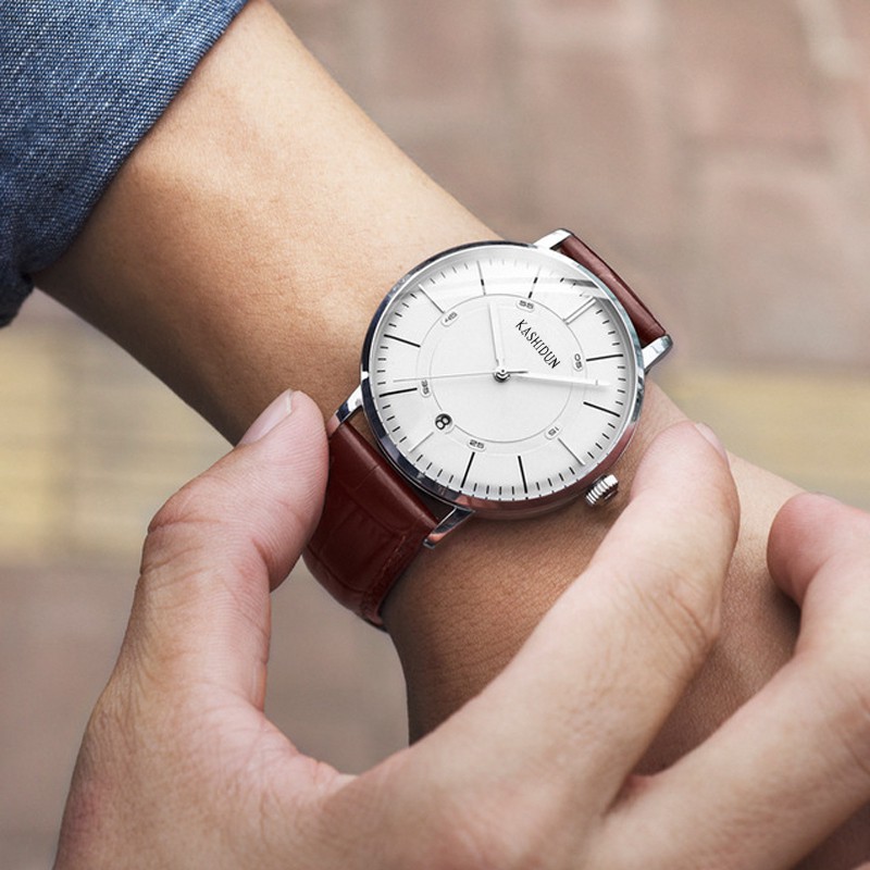 Đồng Hồ Nam KASHIDUN 8106 Dây Da Trẻ Trung có lịch ngày | BigBuy360 - bigbuy360.vn