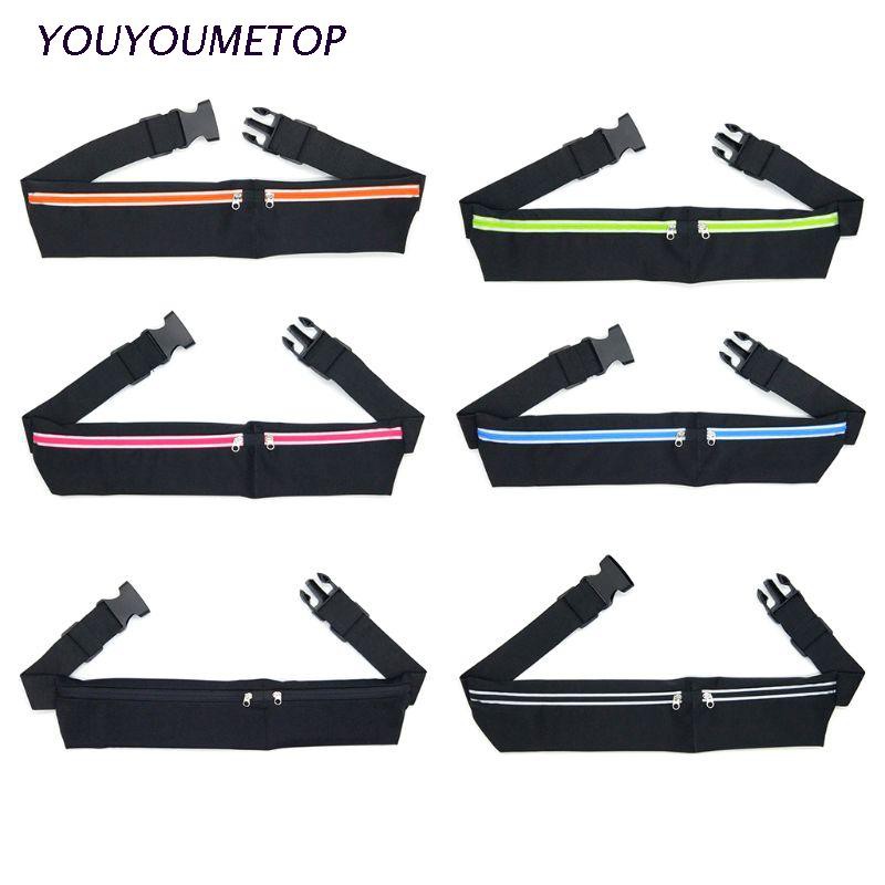 YOUYO Dual Pocket Running Belt Phone Pouch Waist Bag Sports Travel Fanny Pack for Jogging Cycling Outdoors