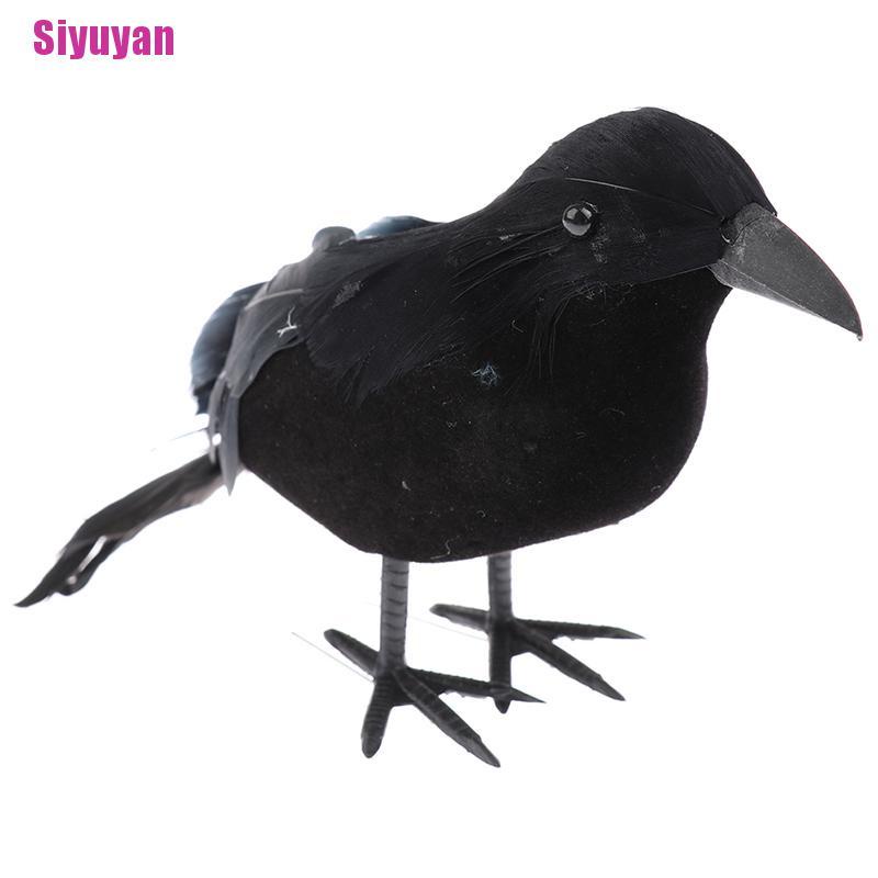 [Siyuyan] Halloween Black Crow Props Realistic Raven Spooky Feathered Crows House Decor
