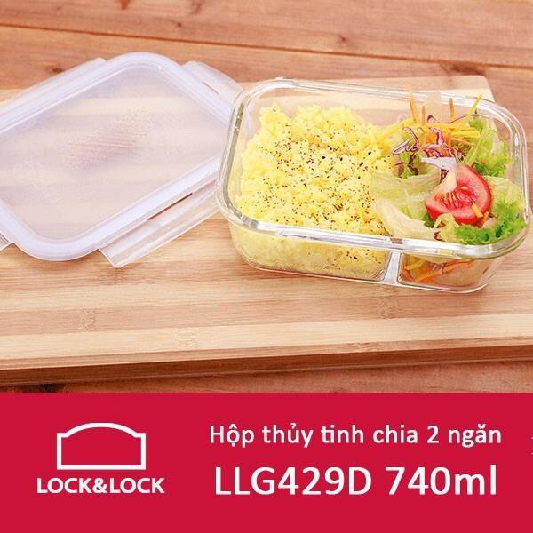 [Mã FMCG80 giảm 10% đơn từ 400K] [MKB Gift] Hộp thuỷ tinh chịu nhiệt Lock&amp;Lock Oven Glass Euro 700ml LLG429D chia ngăn