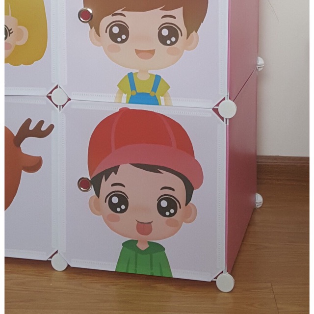Tủ nhựa ghép đa năng 6 ô sâu 47cm( hồng phấn cửa công chúa tuần lộc). Tặng kèm móc treo. Bh 1 năm. Hàng chuẩn- giá tốt