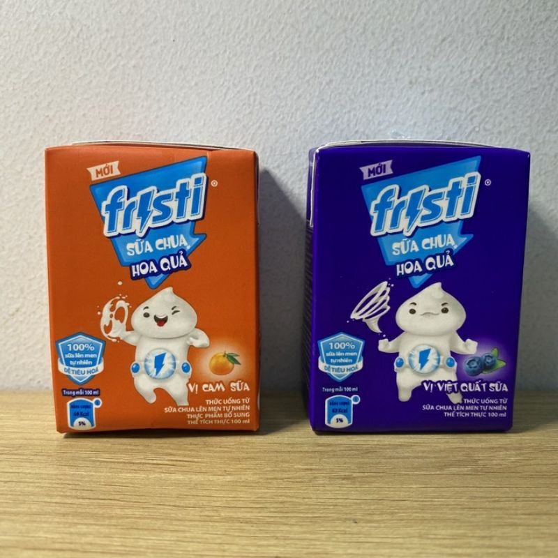 vỉ 4 hộp sữa chua uống fristi 100ml vị 🍊và việt quất