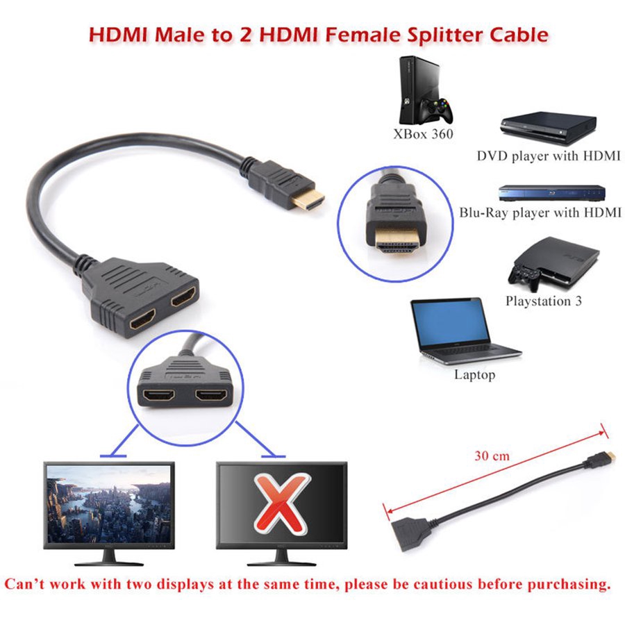 X Dây Cáp Chia 2 Cổng Hdmi X1 1080p