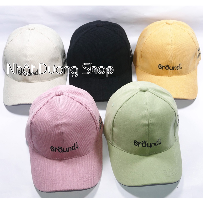 Mũ lưỡi trai ❤️ Nón kết thêu hình chữ Ground chất liệu nhung tăm cao cấp form unisex nam nữ