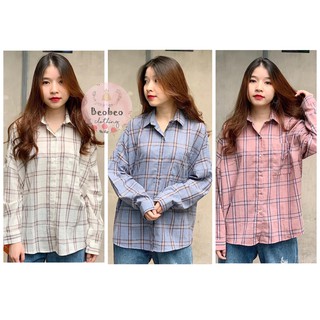 [Ảnh thật] Sơ mi oversize kẻ sọc 3 màu ulzzang
