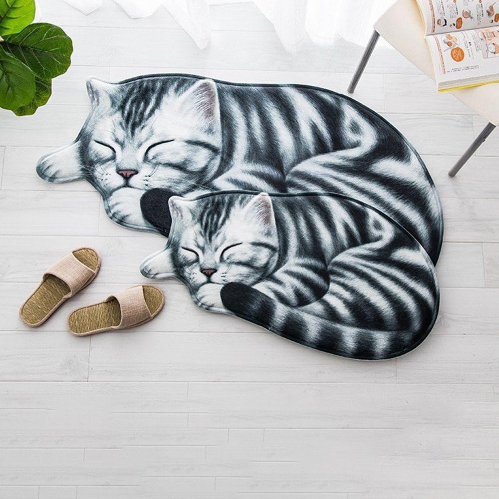 MIQUEL 1 Thảm lót cửa chùi chân Chống Trượt 3 Kích Cỡ Chất Liệu Polyester Mềm Mại Hình Chú Mèo Dễ Thương