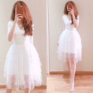 Đầm dự tiệc, đầm ren, đầm xòe nhiều tầng Amber Dress đẹp ngất ngây sang trọng kèm ảnh thật