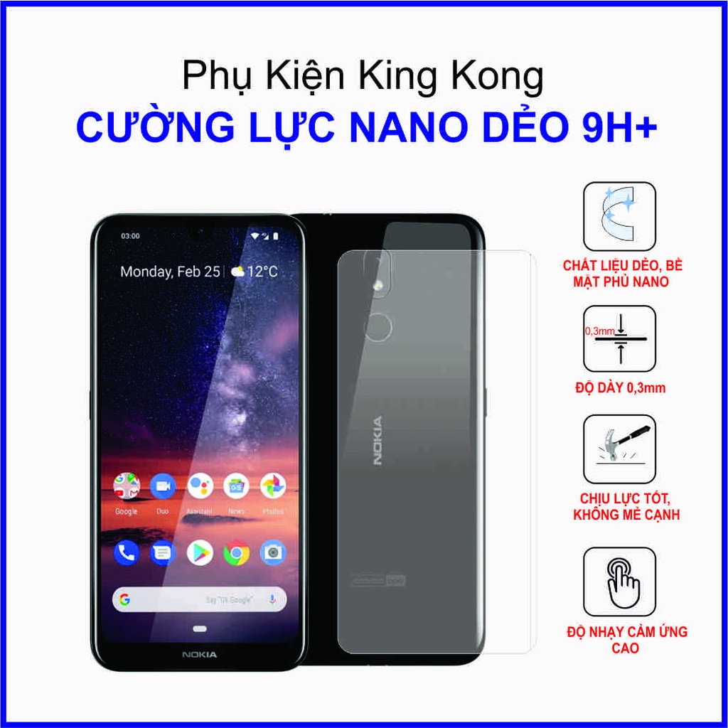 Dán cường lực Nokia 2.2, 2.3, 3.1 Plus, 3.2 ,  cường lực nano dẻo 9H+