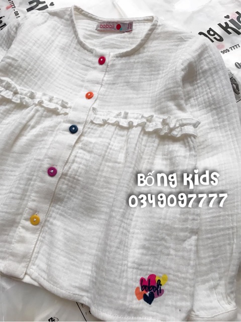 Áo Sơ Mi Bé Gái Nhún Lĩ Trắng Boboli