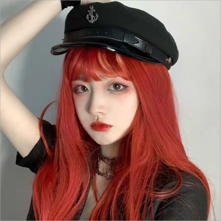 Tóc Giả Thẳng Dài Màu Đỏ Rượu Hóa Trang Lolita Dành Cho Nữ
