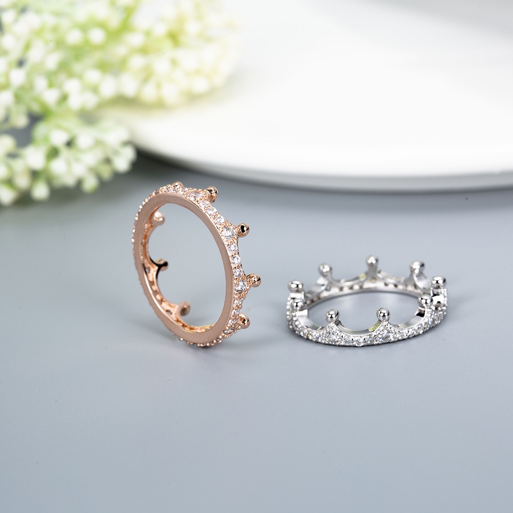 Nhẫn Pandora Mạ Bạc S925 Hình Vương Miện Đính Đá Cz