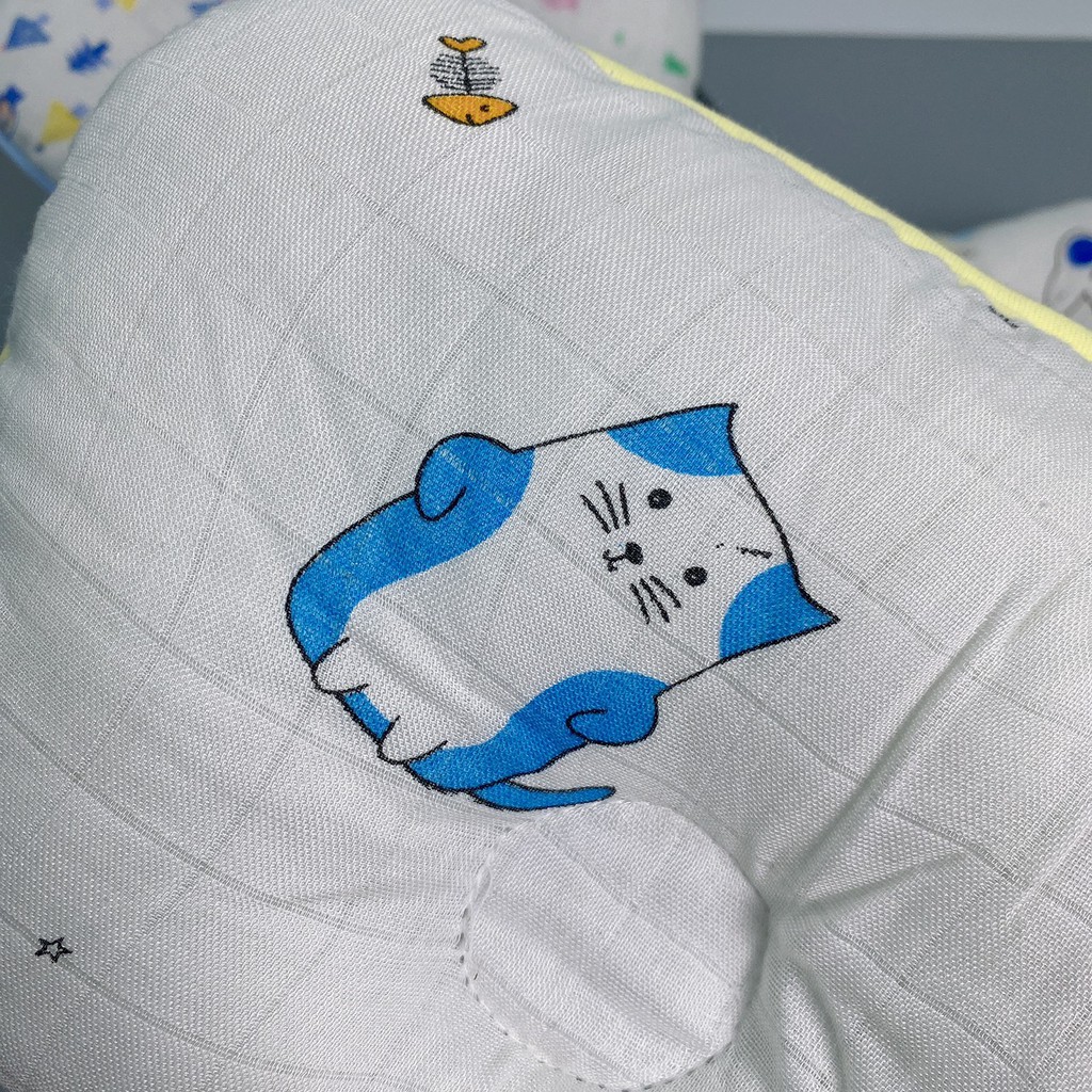 Gối chống bẹp đầu băng bông xô cho bé sơ sinh NEW