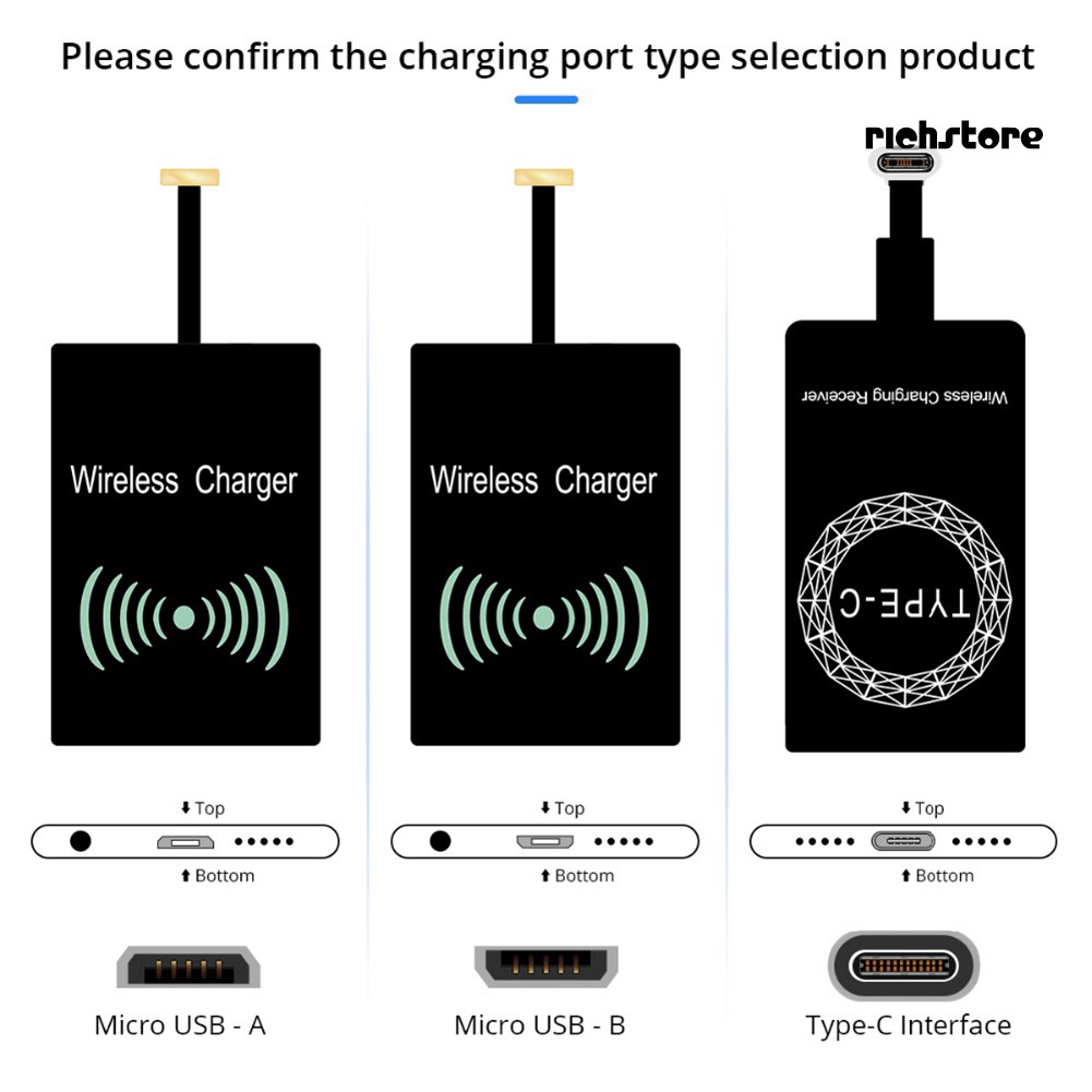 Miếng dán sạc không dây Type-C Qi cho Iphone Android tiện dụng