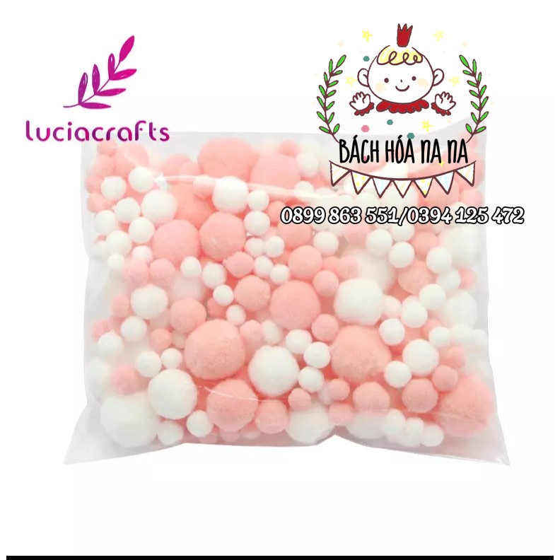 Pompom hỗn hợp nhiều màu nhiều size - pom pom trang trí-handmade shop