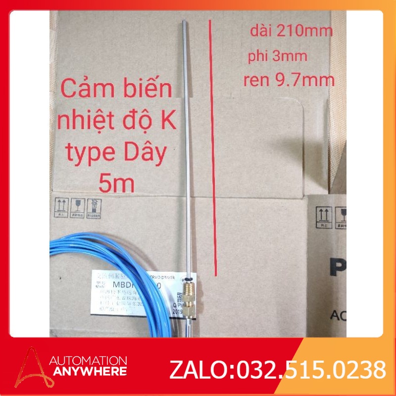 🚚FREESHIP CẢM BIẾN NHIỆT ĐỘ DÂY DÒ NHIỆT ĐỘ CAN NHIỆT THERMOCOUPLE DÂY DÒ NHIỆT LOẠI K(2DÂY) 5M DÀI 210MM REN 9,7MM