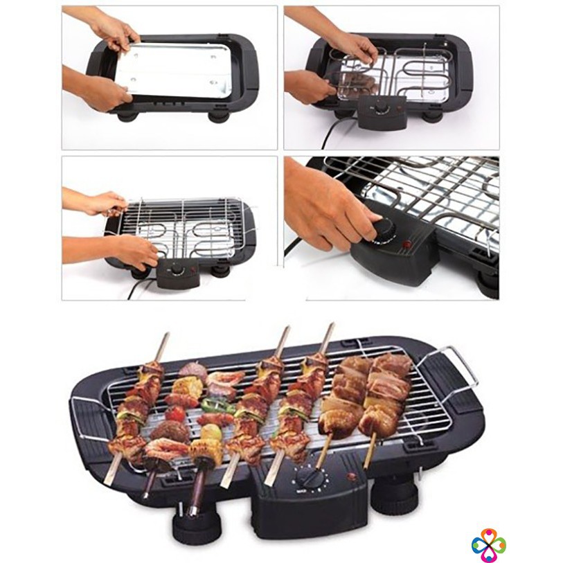 Bếp Nướng Điện Không Khói BBQ ☘ YÊU BẾP ☘ Bếp Nướng Điện 5 Mức Điều Chỉnh Công Suất 2000w