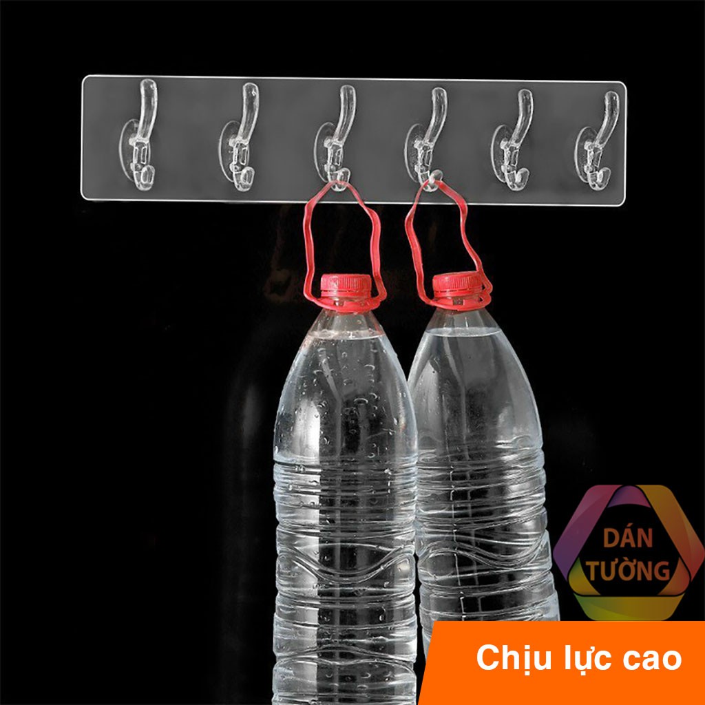 Móc dán tường chịu lực treo đồ đa năng thanh 6 móc MDT với miếng dán siêu dính chịu lực 10kg