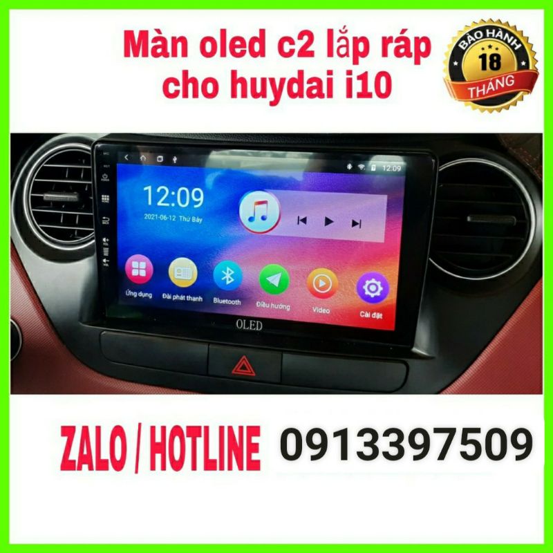 (giá rẻ nhất)Màn Hình Android 9 inch OledC2new2022 Theo HUYNDAI I10 2014-2020, mànhìnhô tô, tích hợp camera,áp suất lốp