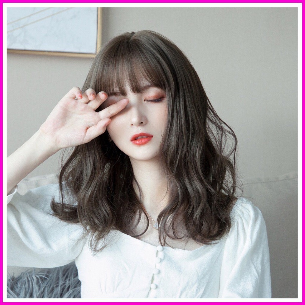 Bộ Tóc Giả Ngắn Gợn Sóng Mặt Tròn micro-curly Thời Tranglu04