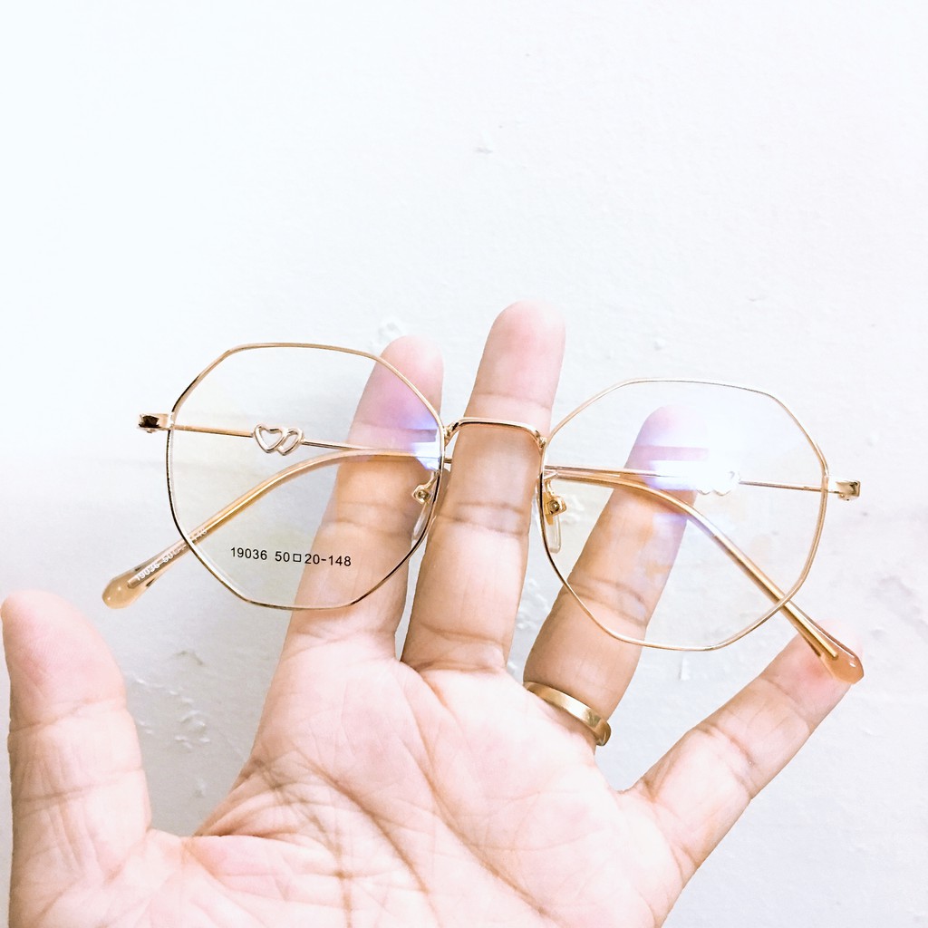 Gọng kính lục giác 19036 nhận cắt cận viễn loạn