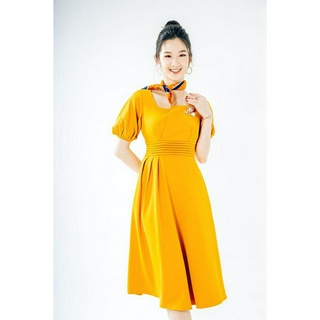 Váy cổ vuông nơ lệch CCHAT